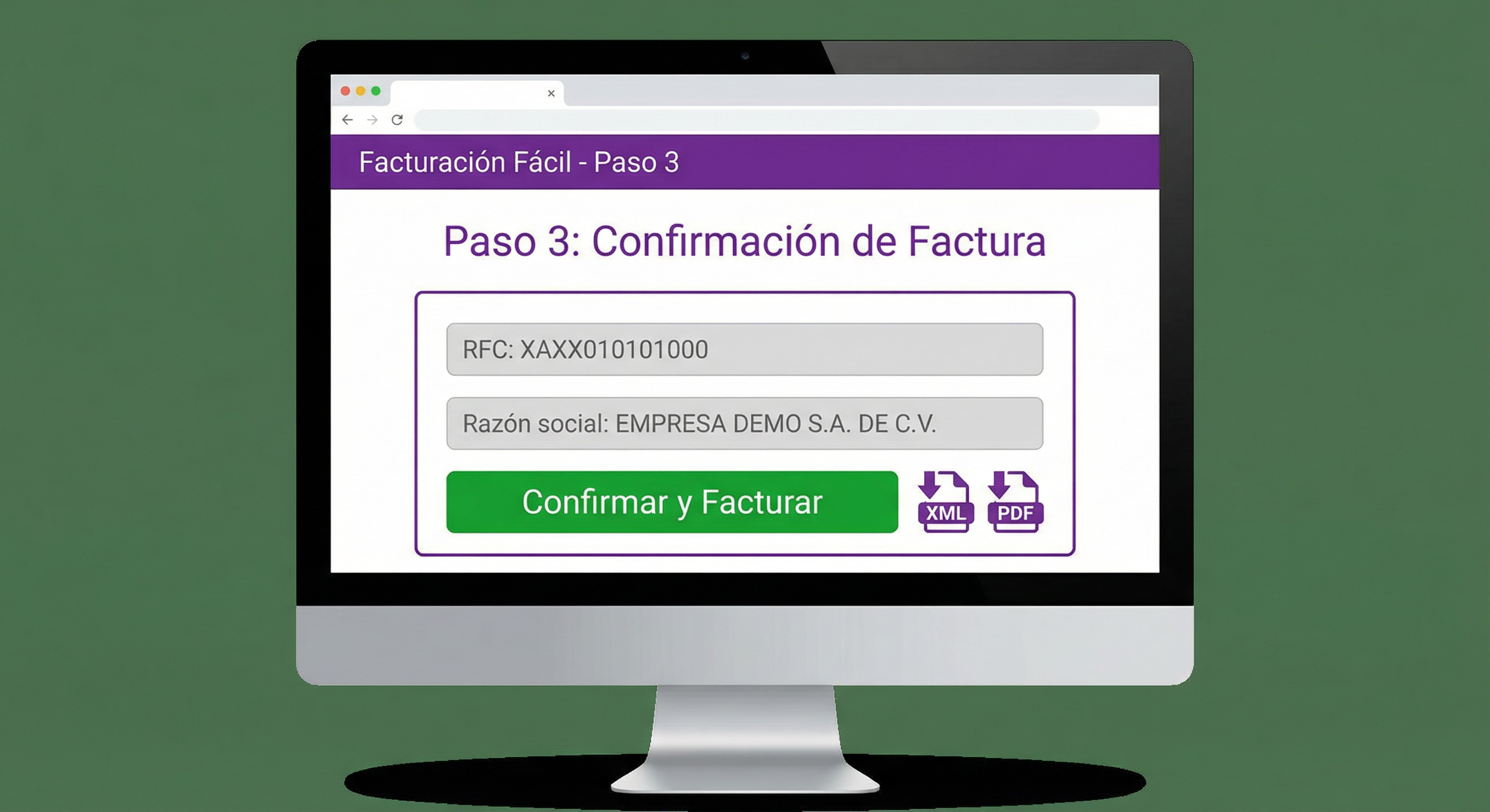 Formulario precargado: un clic en Facturar y listo