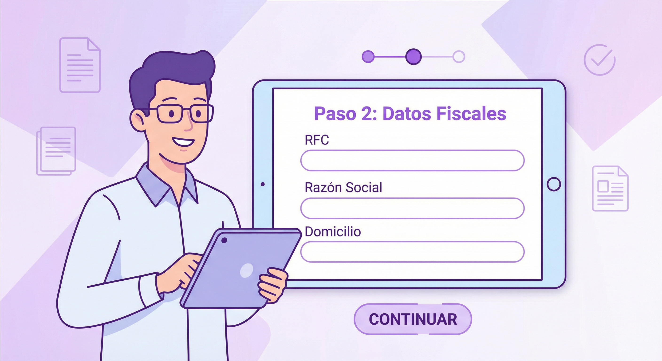 Cliente recibe enlace y completa datos fiscales